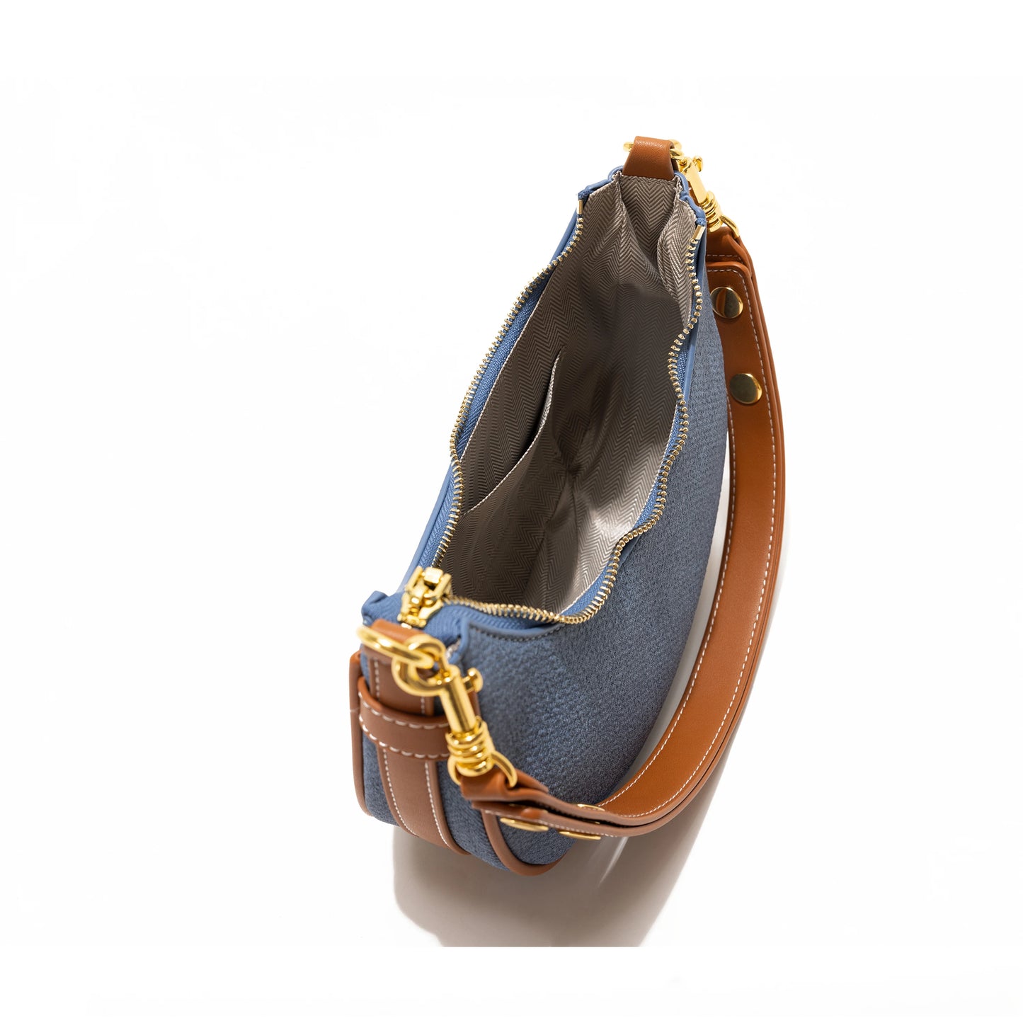 Denim Half Moon Women Hobo Shoulder Purses Luxury Brand Leather Tote Handbag Vintage Sling Crossbody Bag