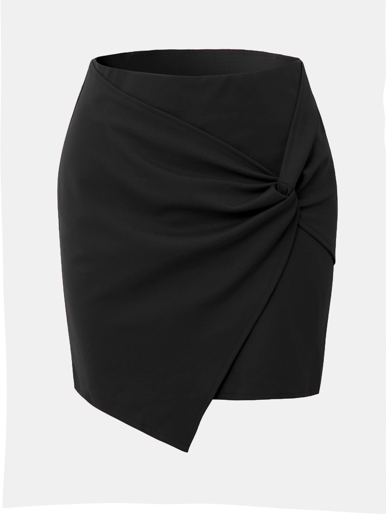 Irregularly Pleated Skirt American Style High Waist With Elastic Waistband