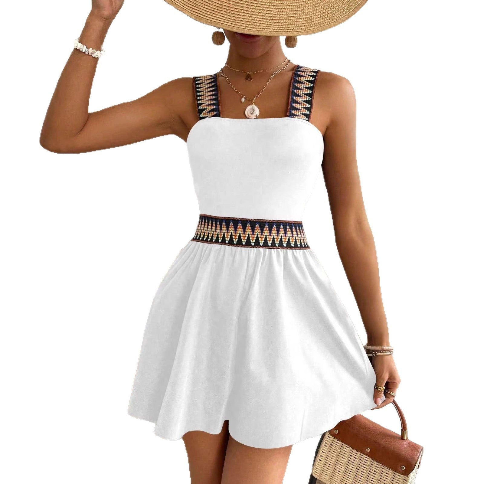 Casual Resort-style Wide-leg Jumpsuit With A Cinched Waist