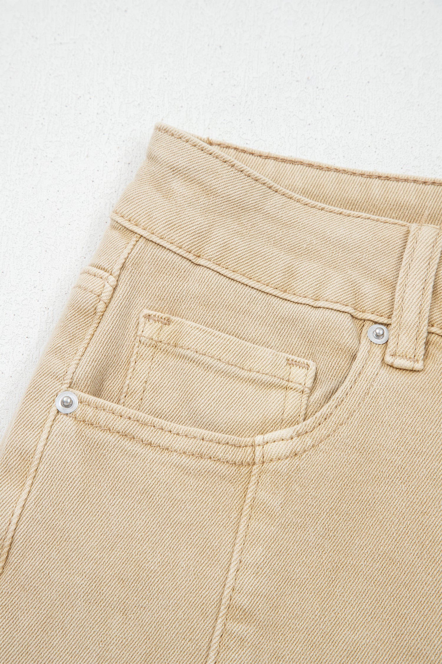 Apricot Solid Color Seamed Center Wide Leg Cropped Jeans