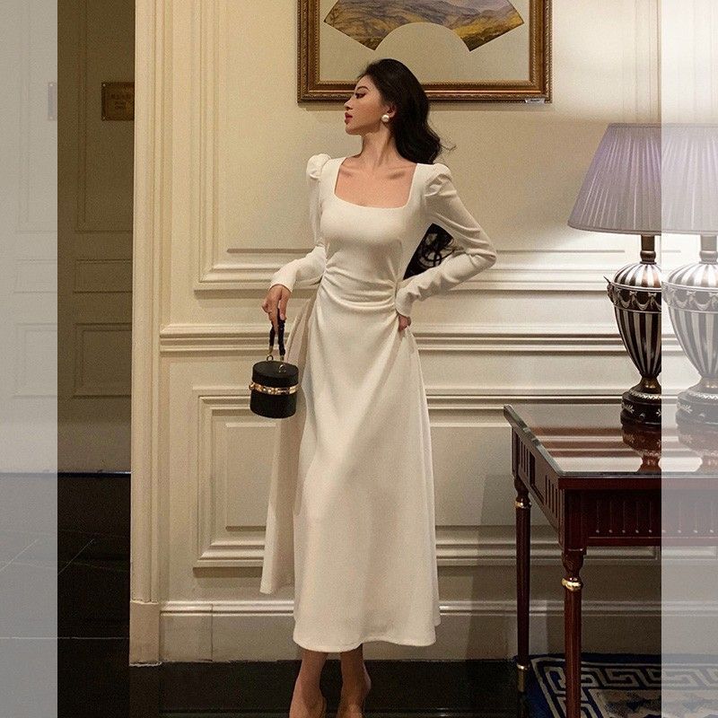 French-style Sophisticated Black Dress For Women