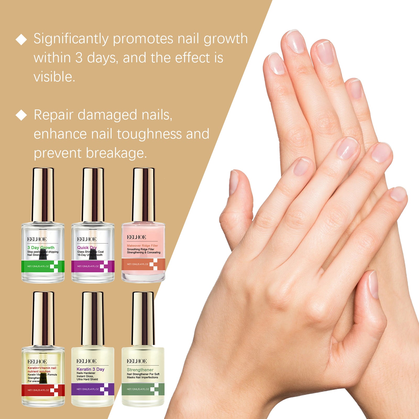 EELHOE Nail Care Solution Strong Repair Nail Surface Moisturizing Clear Gloss Smooth Nail Care Oil