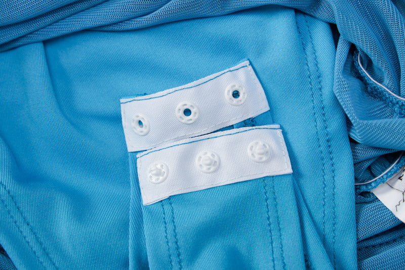 One-way Neck Mesh See-through Stitching Suspender Dress