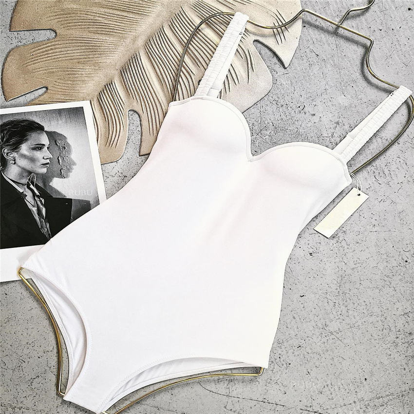 Sexy Push Up Bodysuit Steel one piece swimsuit Butt Lifter swim suit women Swimwear Shaper Bathing suit female Monokini Black