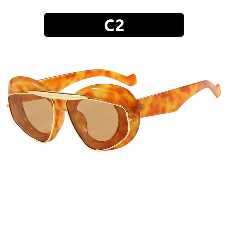 Inflatable bread toad shaped sunglasses, high-end and personalized cat eye sunglasses, internet famous Instagram sunglasses
