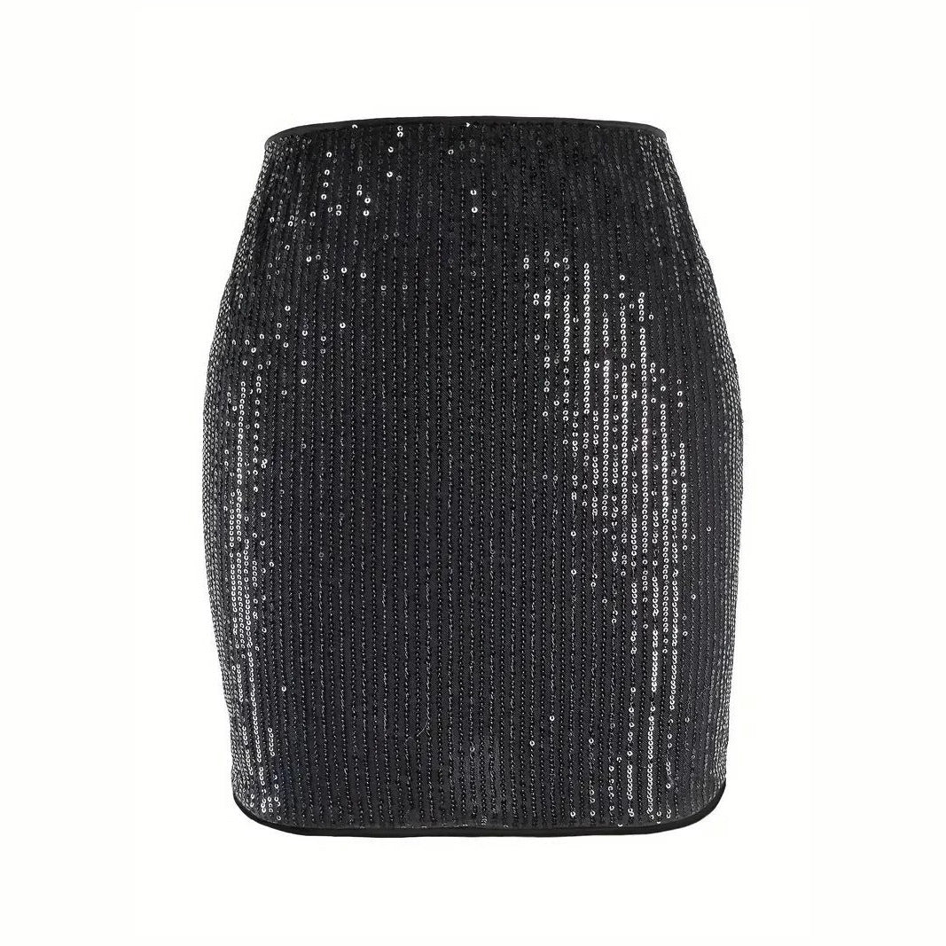 Christmas Halloween Party Style Sexy Hot Girl Sequined Sheath High Waist Short Mini Skirt