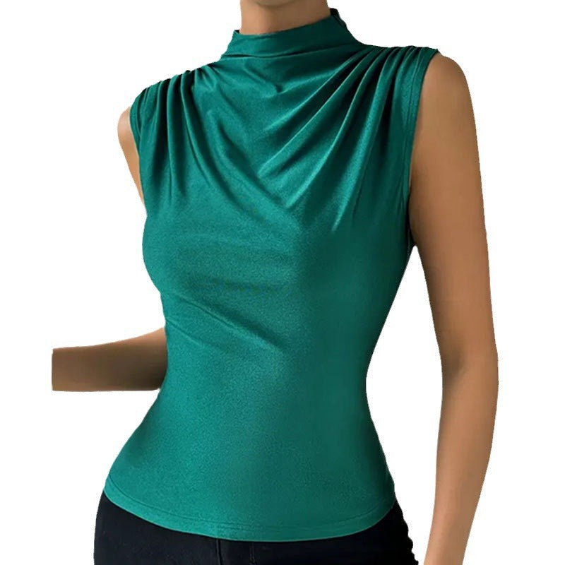 Women's Polyester Knitted Stretch Sleeveless Top