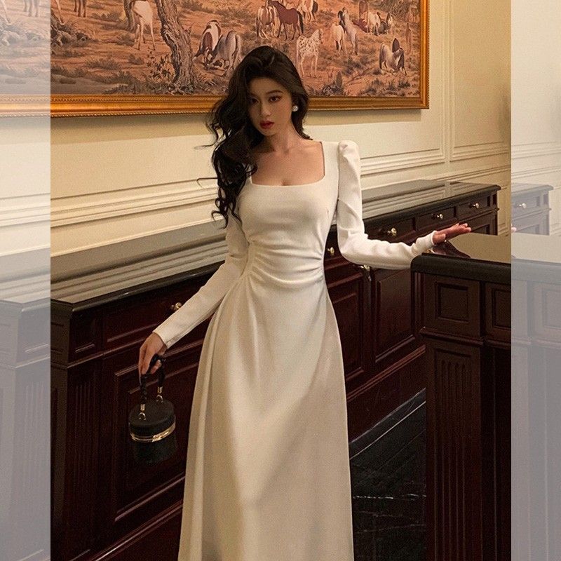 French-style Sophisticated Black Dress For Women