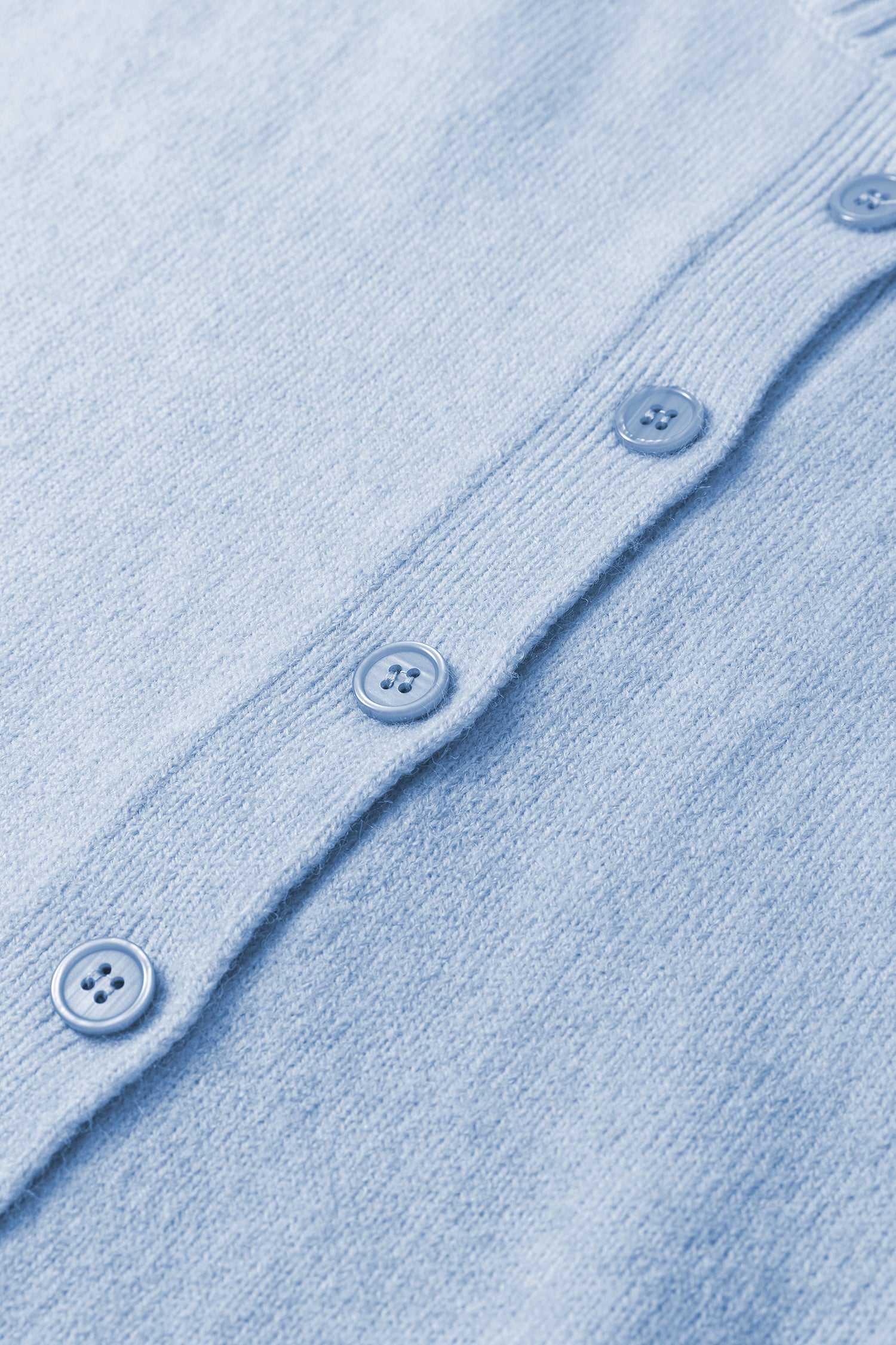 Beau Blue 3/4 Sleeve Boxy Knit Button Down Sweater Cardigan