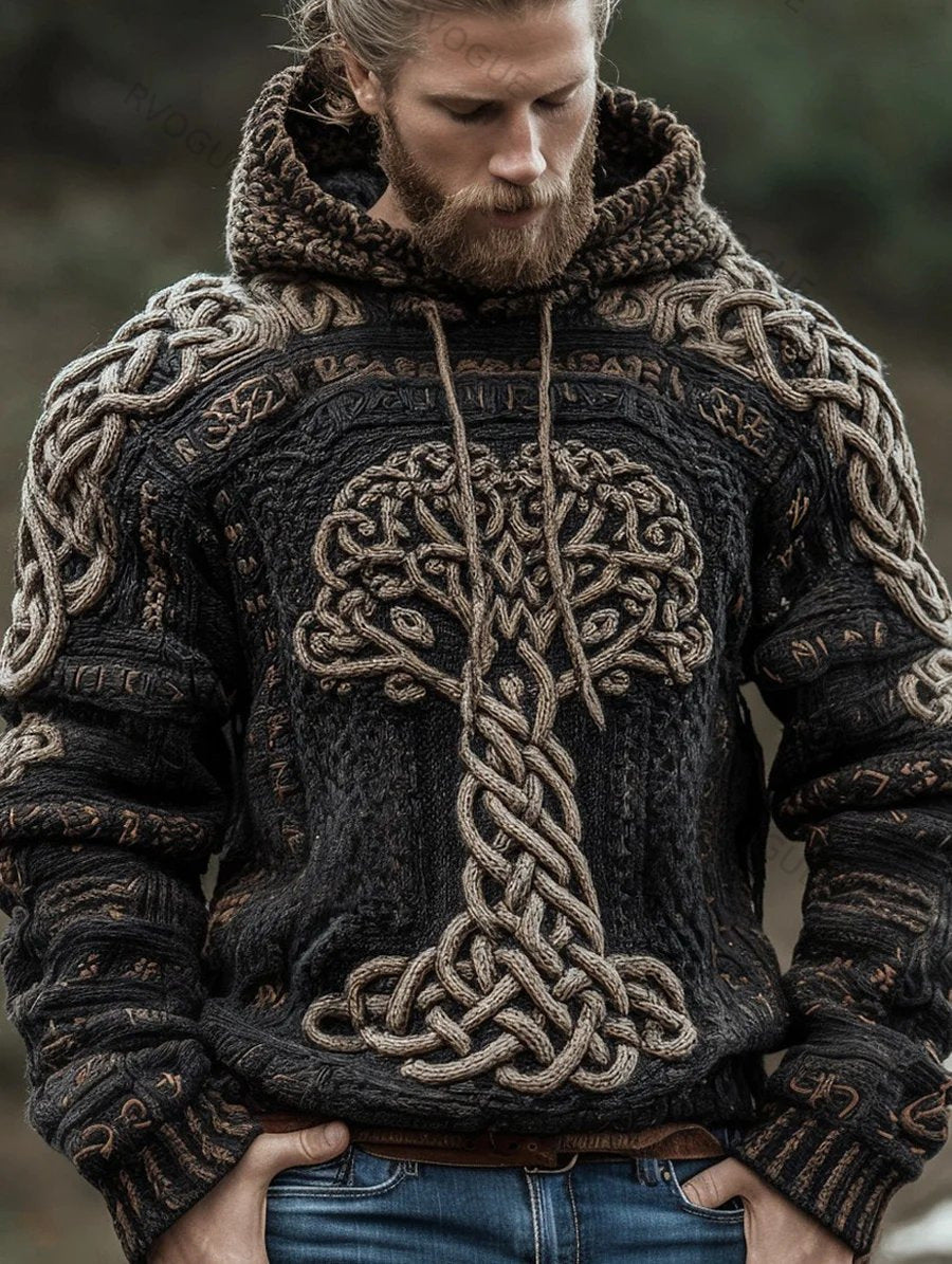 AutumnWinter Hooded Knitwear 3D Digital Print Unisex Crew-Neck Pullover Sweater For Men And Women