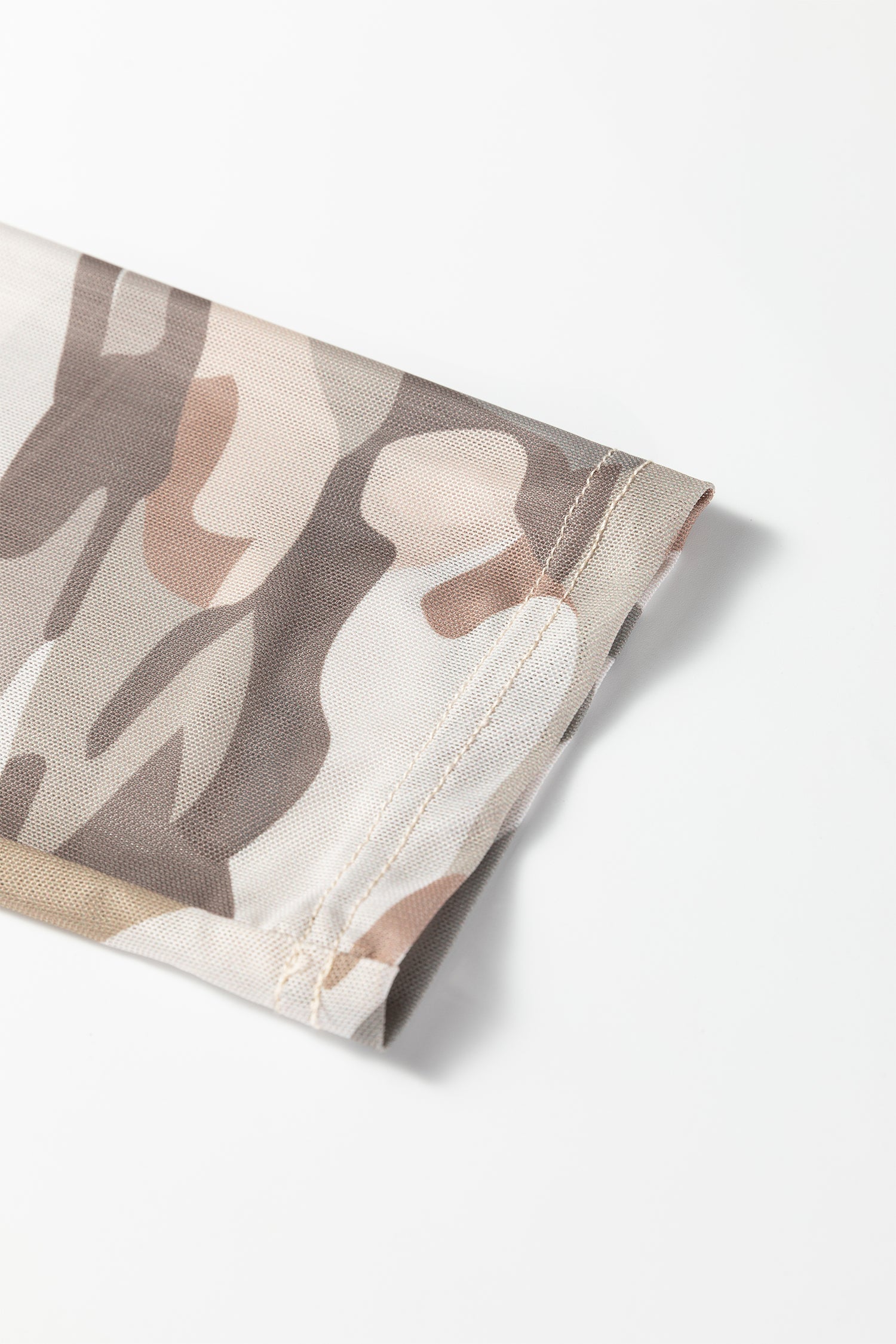 Green Plus Size Western Camo Print Mesh Long Sleeve Top