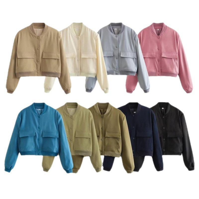 Fashion Jacket Stand Collar Coat For Women