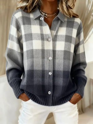 Women's Shirt Lapel Cardigan Top Solid Color