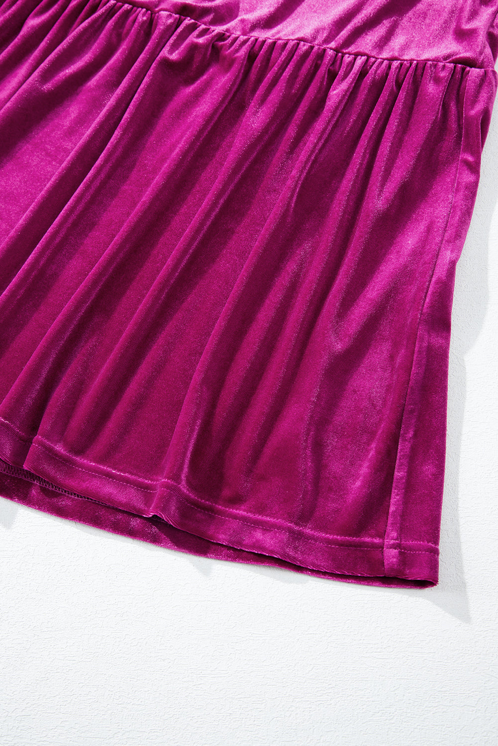 Prussian Blue Velvet Short Sleeve Shirred Waist Tiered Maxi Dress