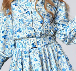 Fashionable Floral Print Dress With Lantern Sleeves