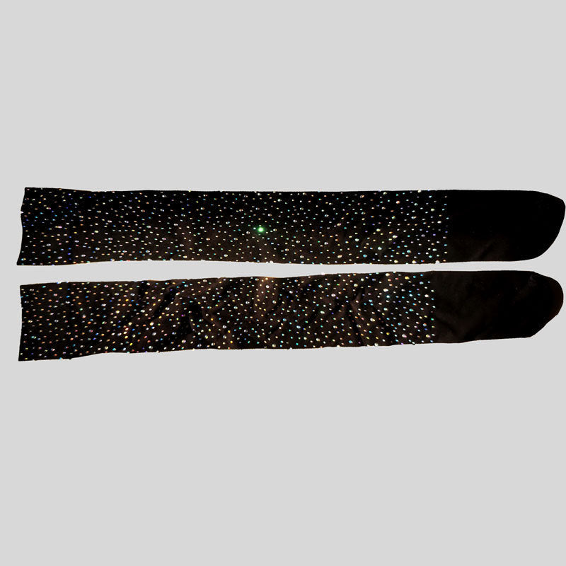 Black And White Knee Length Shiny Stockings