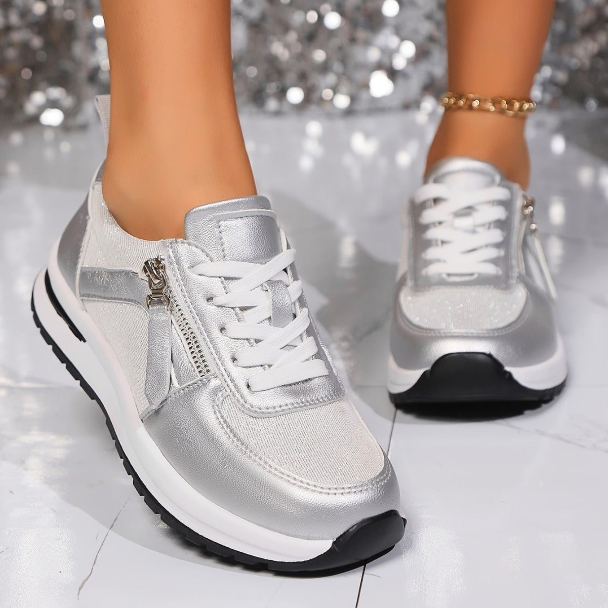 Zapatos de tacón de mujer de fondo plano de gran tamaño