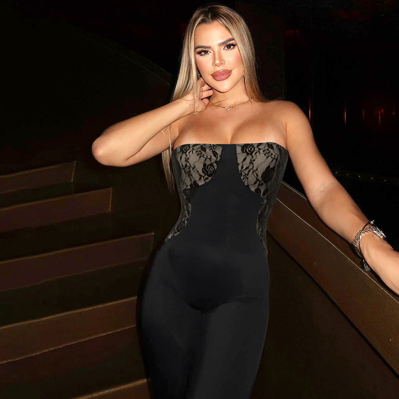 Women's Tube Top Strap Backless Jumpsuit