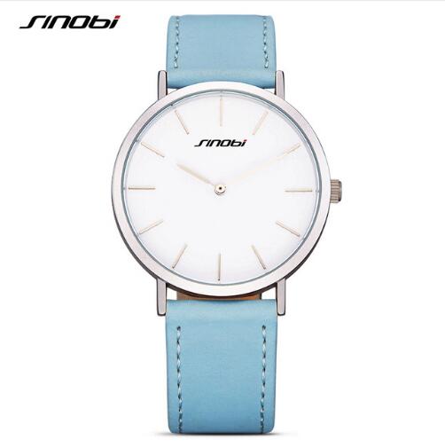 Orologi al quarzo con cinturino in pelle da donna neri SINOBI