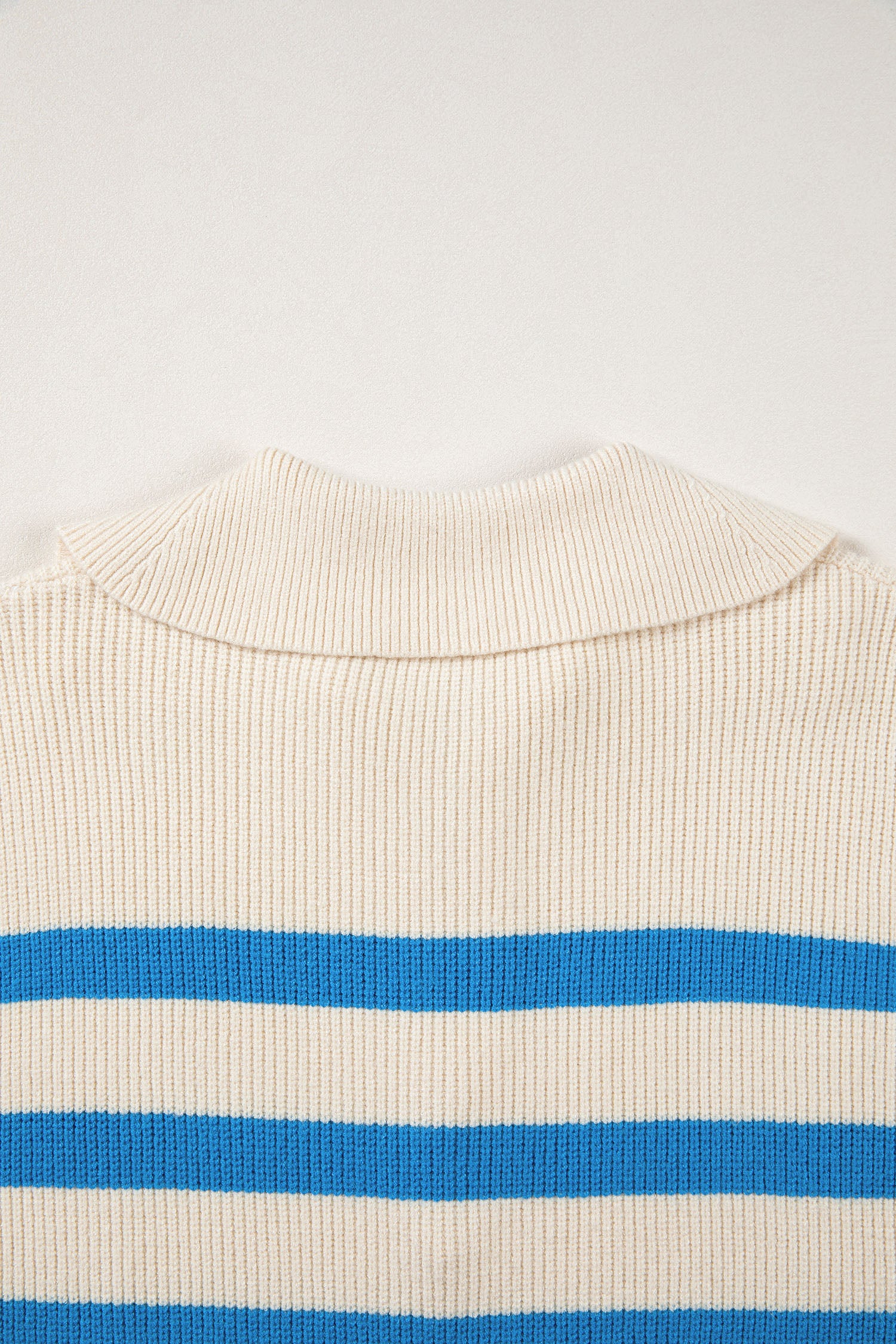 Light Blue Ribbed Half Zip Collared Sweater Vest