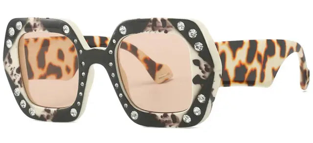 Fashion Square Luxury Sunglasses Women Men Retro Brand Designer Diamond Inlay Sun Glasses Male Trend Big Frame Traveling Goggles