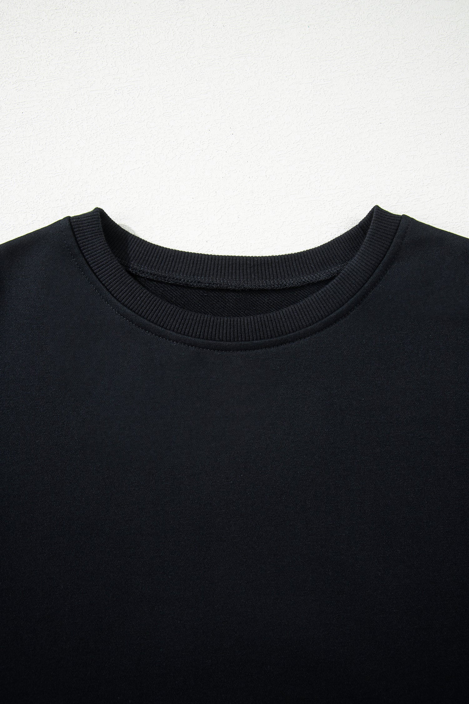 Black Contrast Leopard Trim Casual Sweatshirt Pant Set