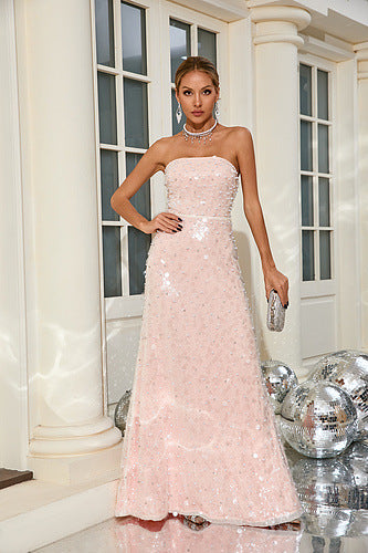 Sequin Tube Top Cinched Waist Slimming Dress