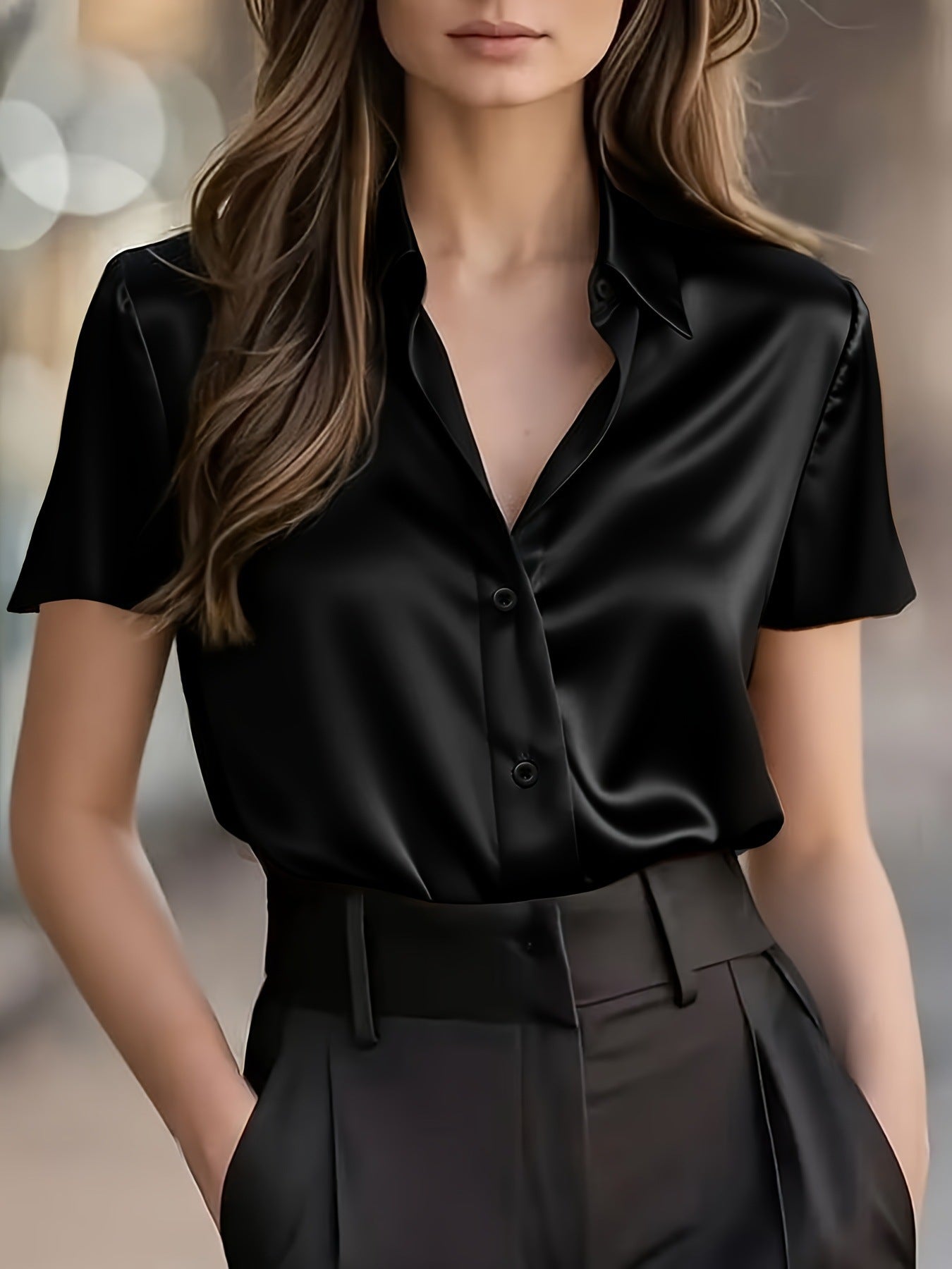Commuter-style High-end Draping Professional Blouse Top