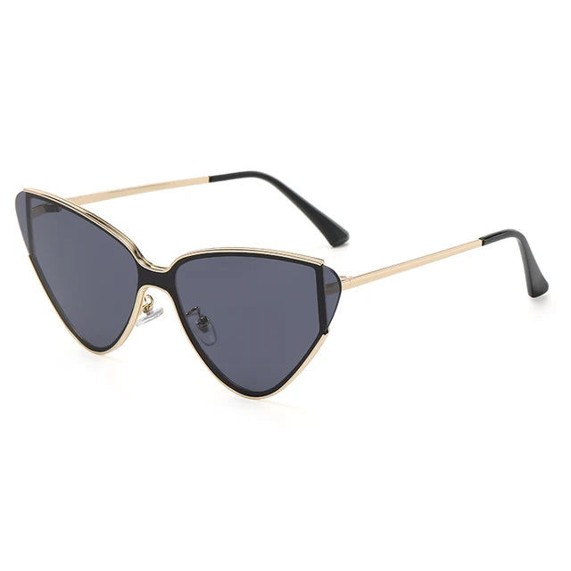 New large frame metal cat eye retro sunglasses for women
