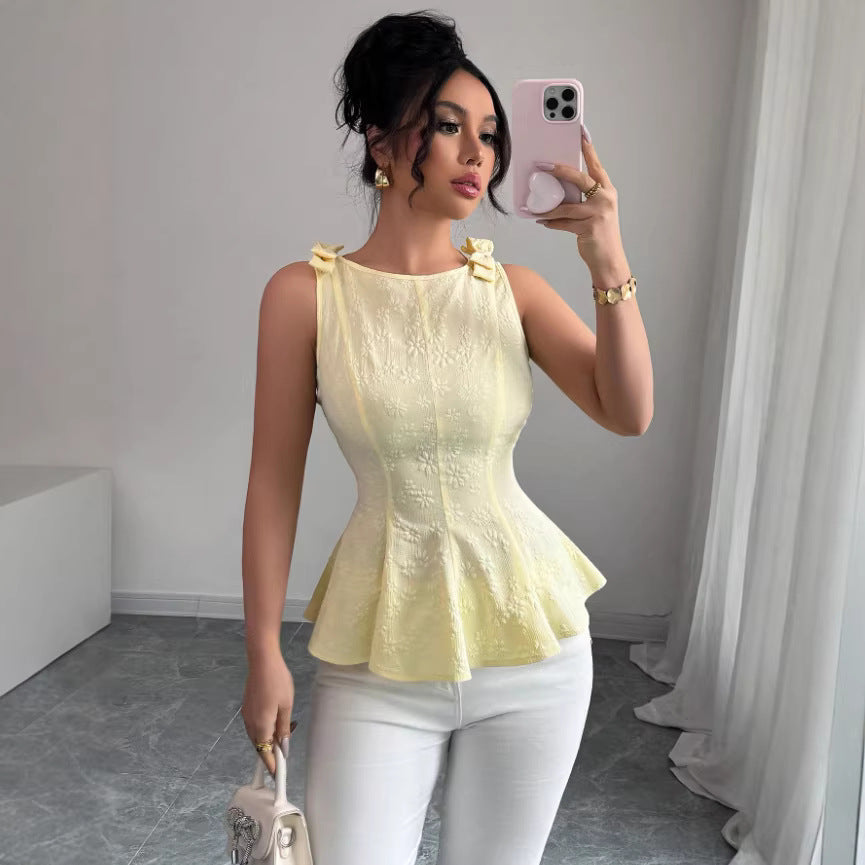 Fashionable Top Chic Niche High-End Design Spring Womens Slim-Fit Blouse