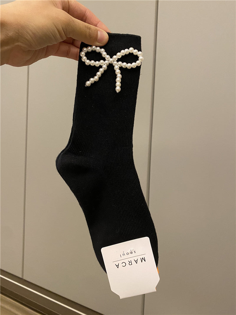Bow Breathable Mid Length Socks