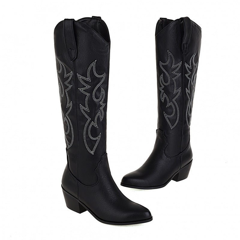 Western Cowboy Embroidered High-Heel Boots