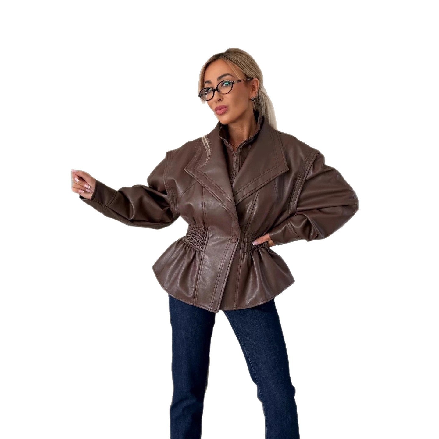 Women's New PU Leather Jacket Coat