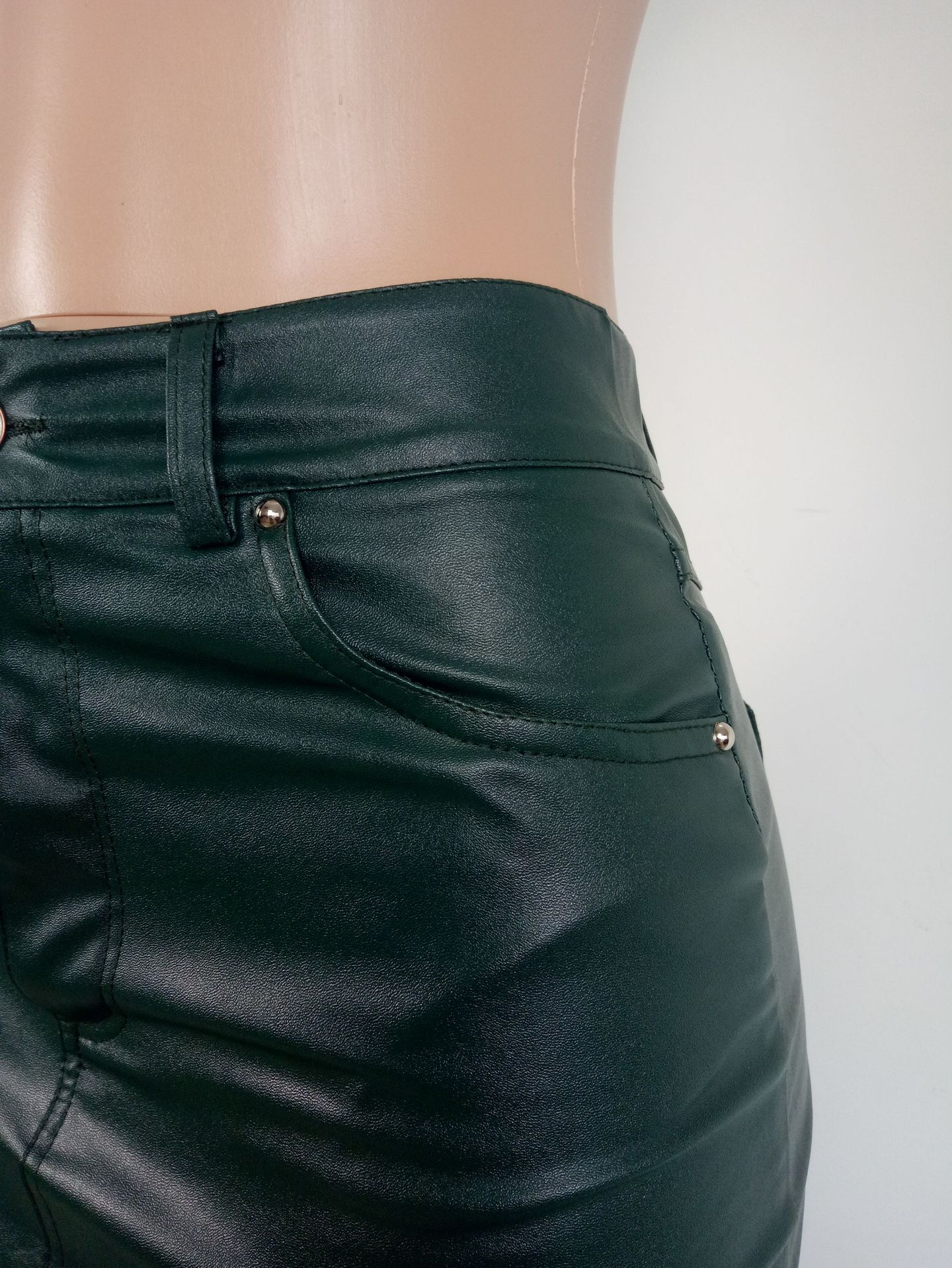 Trim Front Slit Skirt Leather Europe And The United States