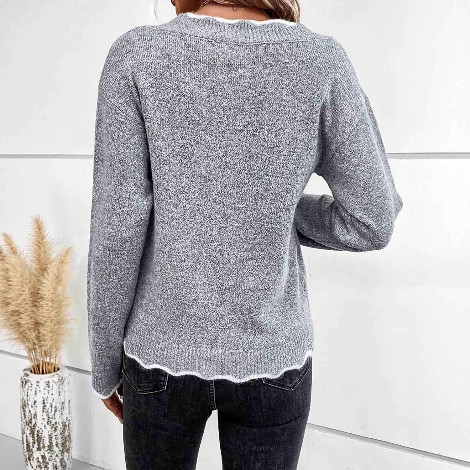 Women's Hollow-out Long Sleeve Pullover Loose Top Sweater
