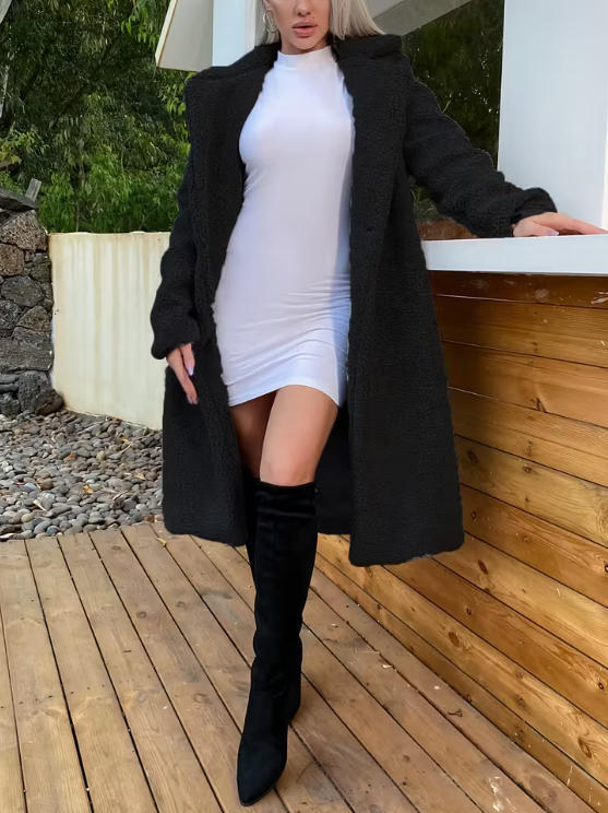 Elegant Double Breasted Lapel Loose And Warm Long-cut Coat