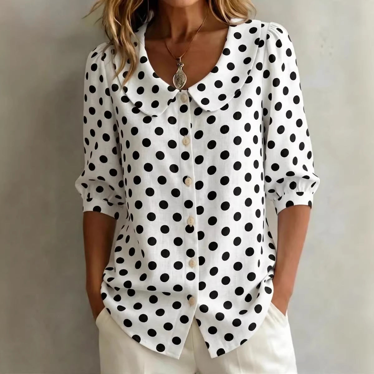 Retro Polka Dot Pattern Womens Shirt