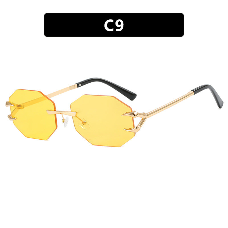 Devil Claw Sunglasses Personality Octagonal Frameless Cutting Edge Fashion Sunshade Sunglasses Concave Design