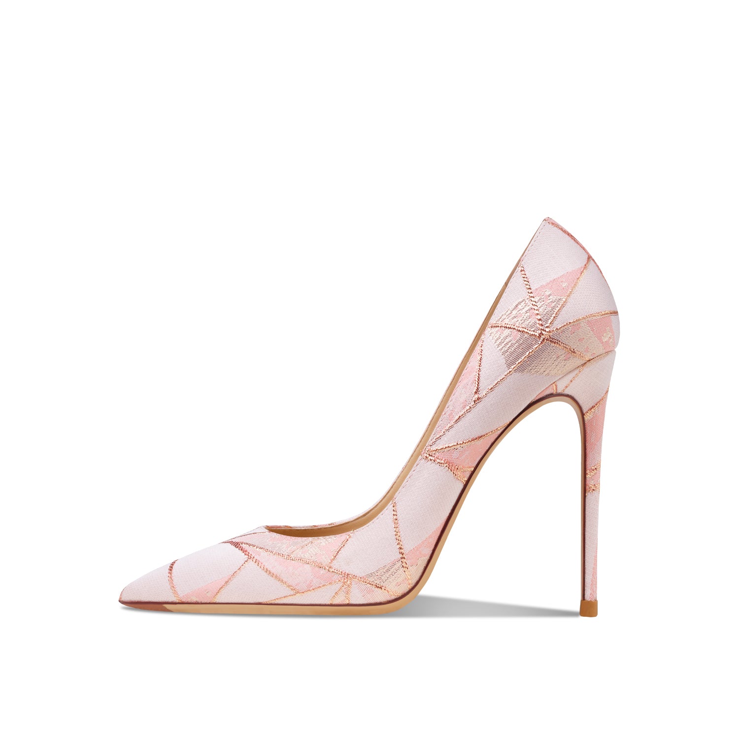 Leather Color Blocking Pink High Heel Shoes For Women's New Thin Heel Pointed Toe Shallow Mouth Versatile Design Sense Small Single Shoes