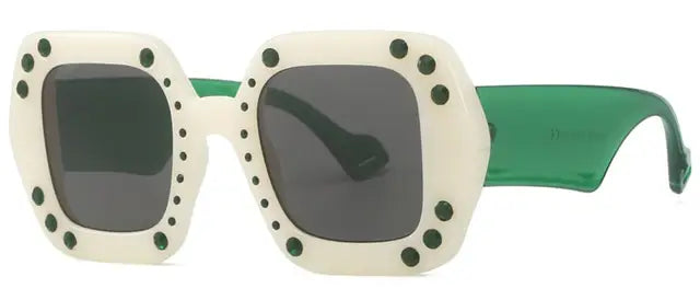 Fashion Square Luxury Sunglasses Women Men Retro Brand Designer Diamond Inlay Sun Glasses Male Trend Big Frame Traveling Goggles