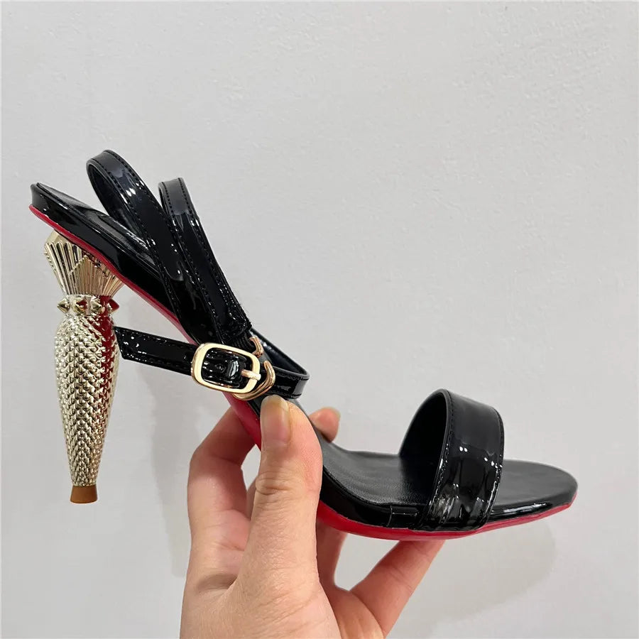 Sandalias de tacón con pintalabios para mujer, zapatos de tacón alto de 10CM de diseñador, zapatos de San Valentín con correa en el tobillo, Sandalias de gladiador, zapatos de vestir de lujo para mujer