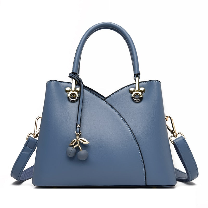 New PU Leather Messenger Bag Ladies Brand Stitching Designer Bag Large Capacity Handbag Exquisite Pendant Shoulder Bag