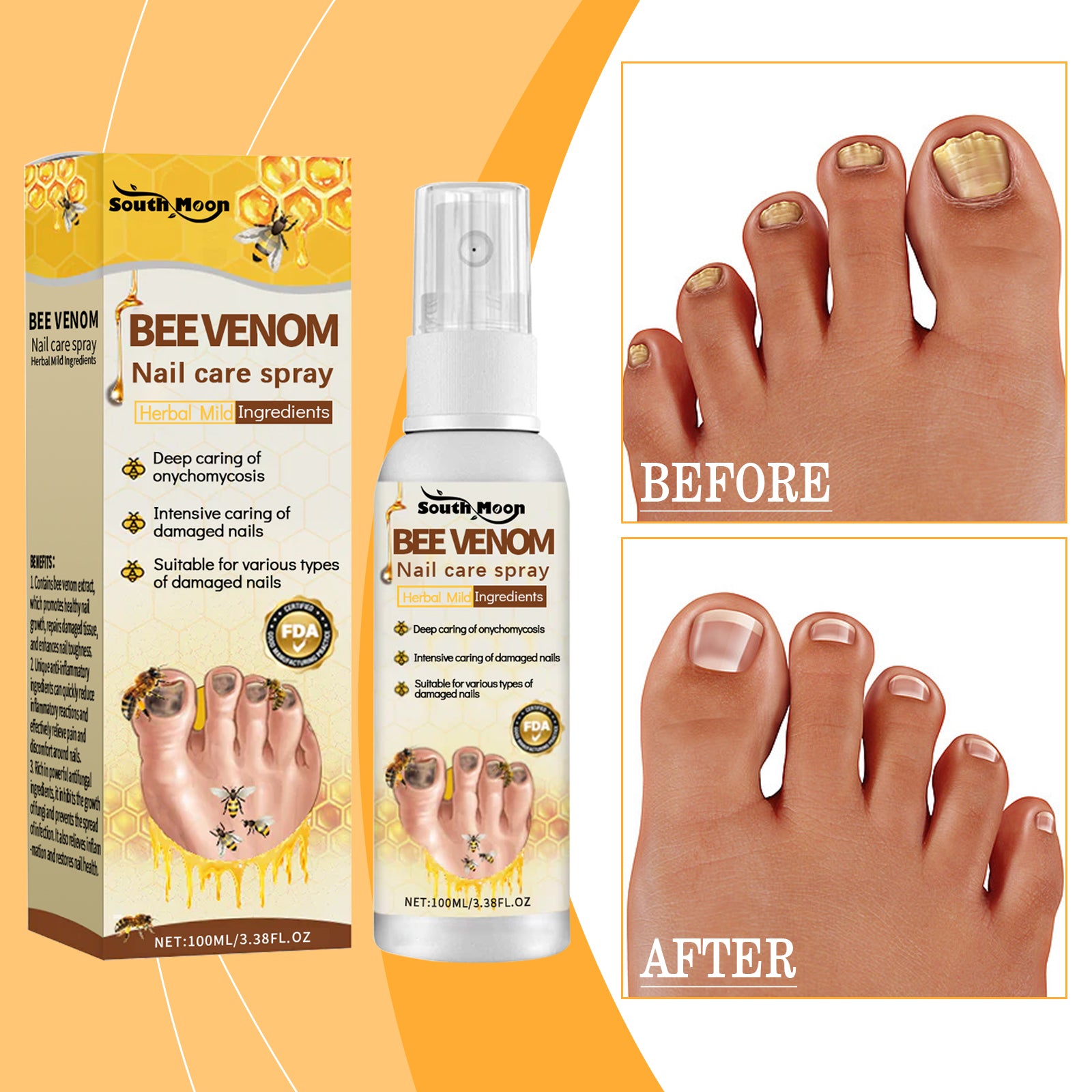 Nail Care Spray, Strong Finger Edge Shine Nail Care Bee Nourishing Spray