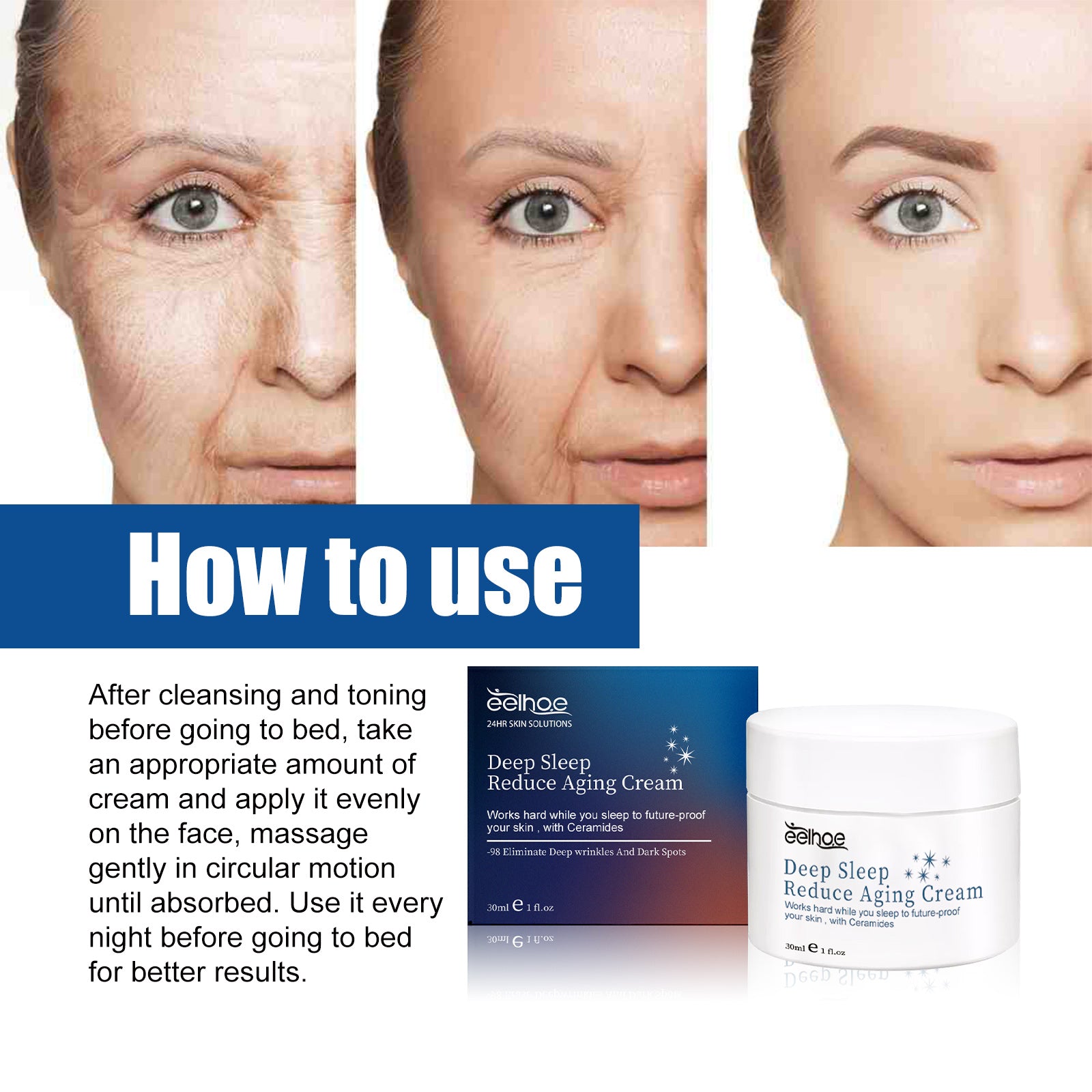 Deep Sleep Reduce Aging Cream, Firming Light Lines Brightening Skin Tone Moisturizing Skin Care Sleep Cream