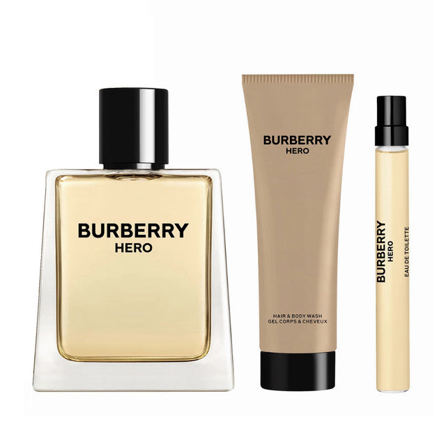 BURBERRY HERO 3 PCS SET FOR MEN: 3.4 EAU DE TOILETTE SPRAY + 0.33 EAU DE TOILETTE SPRAY + 2.5 SHOWER GEL
