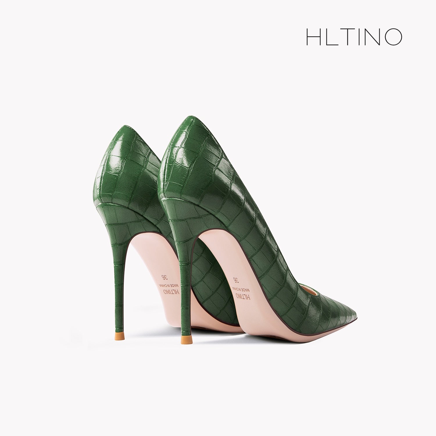 Early Autumn New Pointy High Heel Shoes Women's Thin Heel Shallow Patent Leather Single Shoes French Texture Large Green Shoes