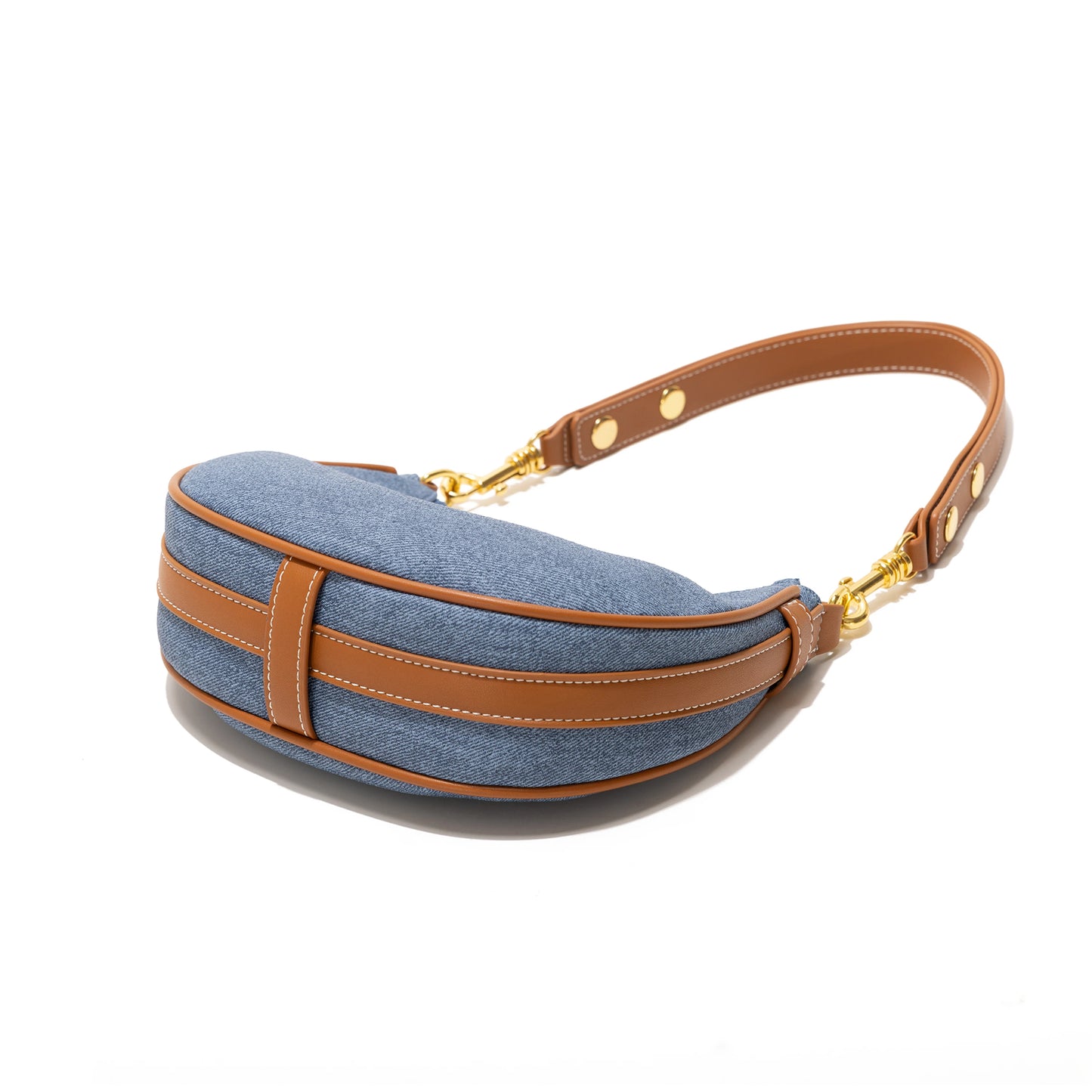 Denim Half Moon Women Hobo Shoulder Purses Luxury Brand Leather Tote Handbag Vintage Sling Crossbody Bag