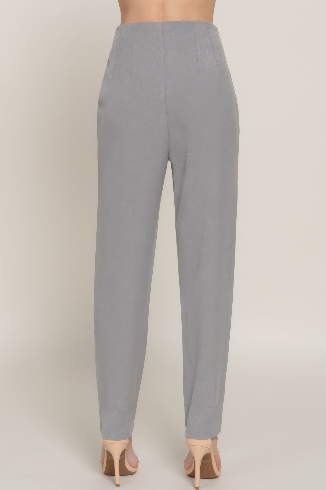 Pantaloni lunghi con dettaglio nervatura a vita alta
