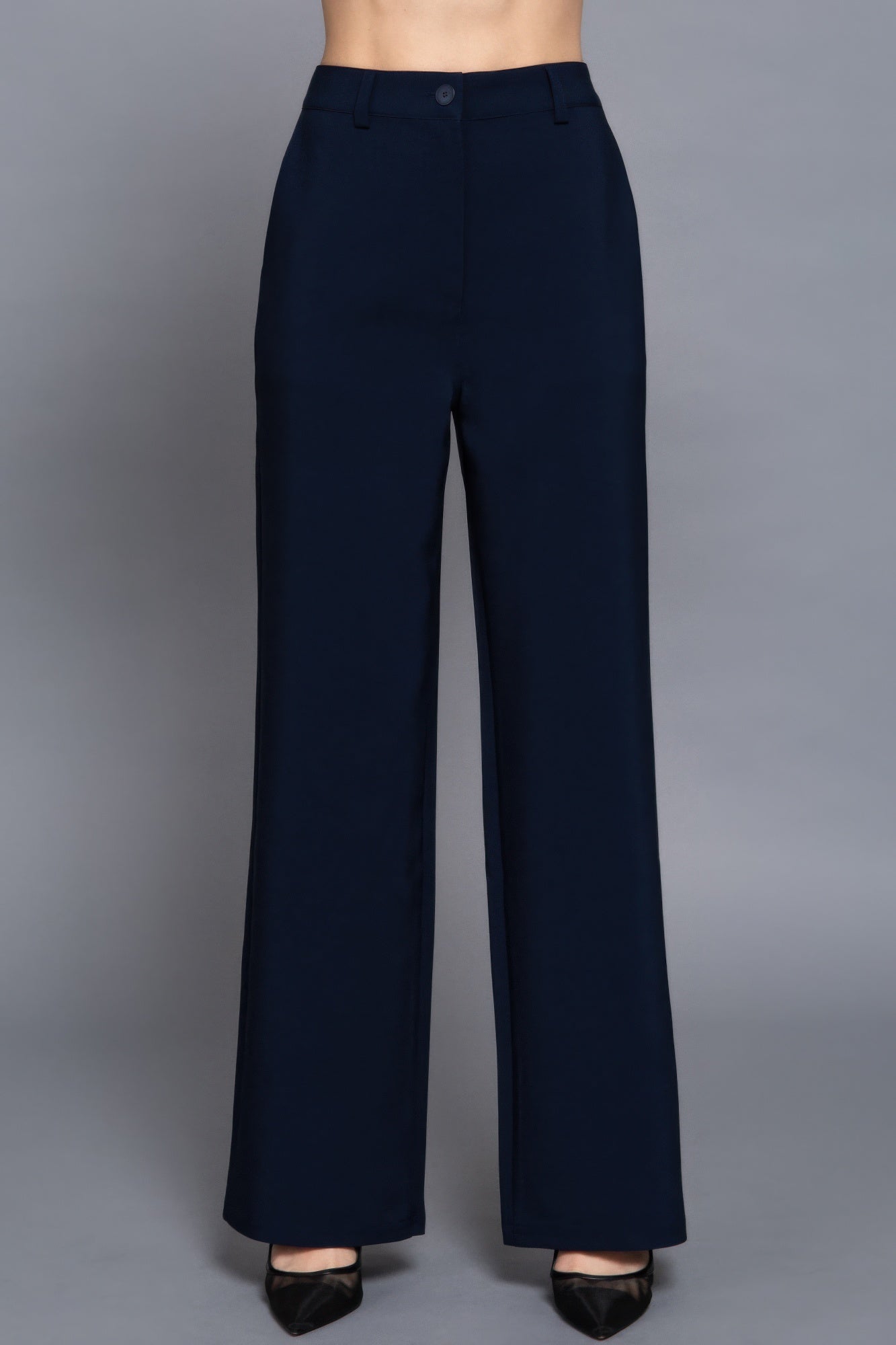 Pantalón largo tejido recto elástico trasero