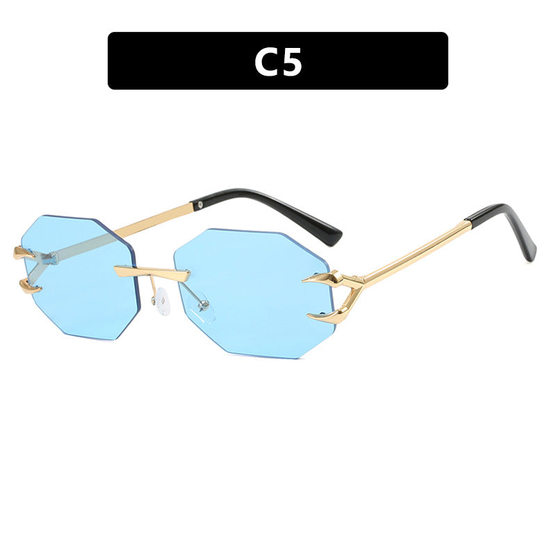 Devil Claw Sunglasses Personality Octagonal Frameless Cutting Edge Fashion Sunshade Sunglasses Concave Design